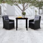 3 Piece Garden Dining Set Black