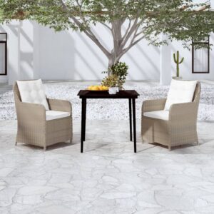 3 Piece Garden Dining Set Brown