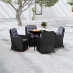 5 Piece Garden Dining Set Black