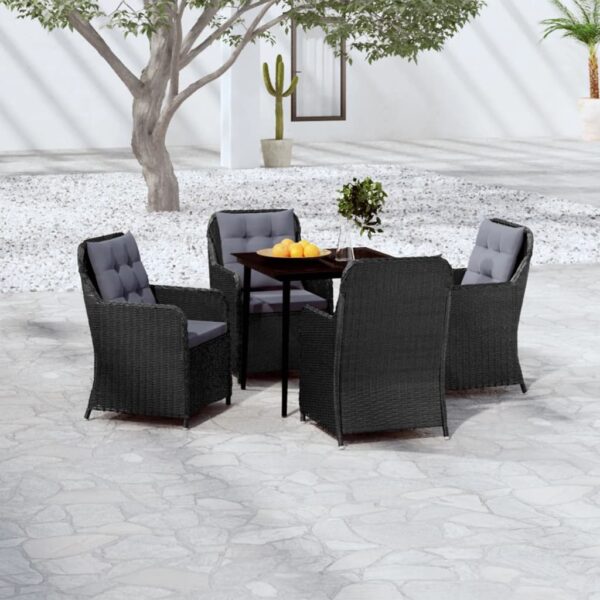 5 Piece Garden Dining Set Black