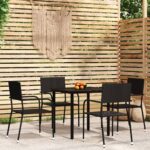 5 Piece Garden Dining Set Black