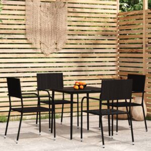 5 Piece Garden Dining Set Black