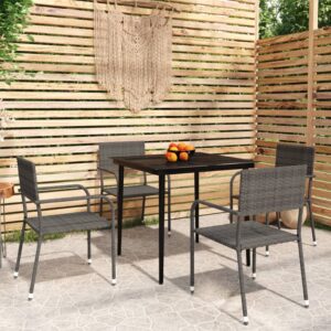 5 Piece Garden Dining Set Grey