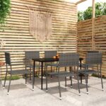 7 Piece Garden Dining Set Grey