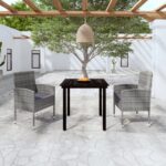 3 Piece Garden Dining Set Anthracite