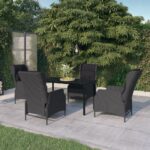 5 Piece Garden Dining Set Dark Grey