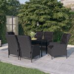 7 Piece Garden Dining Set Dark Grey