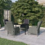 5 Piece Garden Dining Set Light Grey