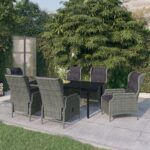 7 Piece Garden Dining Set Light Grey