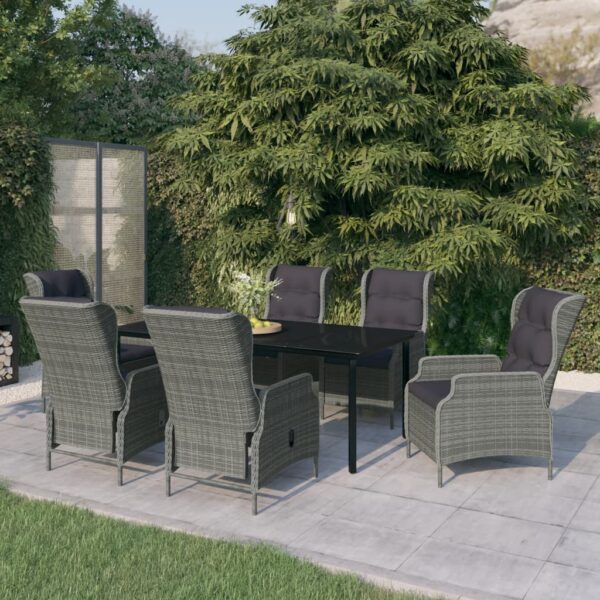 7 Piece Garden Dining Set Light Grey