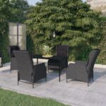 5 Piece Garden Dining Set Dark Grey