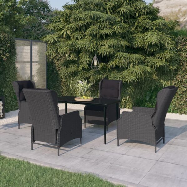 5 Piece Garden Dining Set Dark Grey