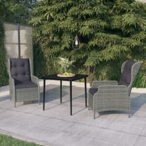 3 Piece Garden Dining Set Light Grey