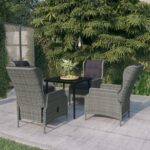 5 Piece Garden Dining Set Light Grey