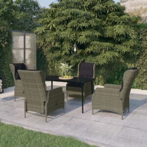 5 Piece Garden Dining Set Brown