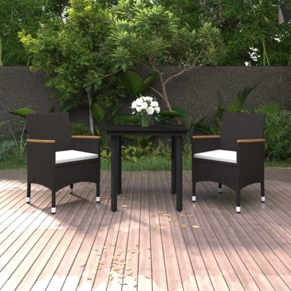 Outdoor Rattan Garden Dining Set Weather-Resistant with Cushions Glass Top