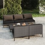 6 Piece Garden Lounge Set with Cushions Poly Rattan Dark Grey