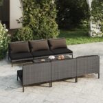 7 Piece Garden Lounge Set with Cushions Poly Rattan Dark Grey