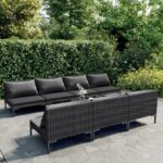 8 Piece Garden Lounge Set with Cushions Poly Rattan Dark Grey