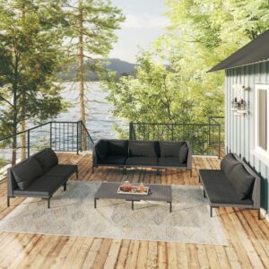 8 Piece Garden Lounge Set with Cushions Poly Rattan Dark Grey