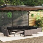 13 Piece Garden Lounge Set with Cushions Poly Rattan Dark Grey