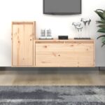 TV Cabinets 2 pcs Solid Wood Pine