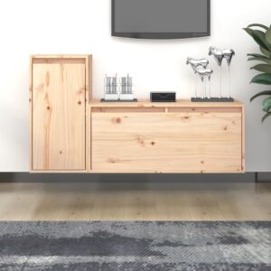 TV Cabinets 2 pcs Solid Wood Pine