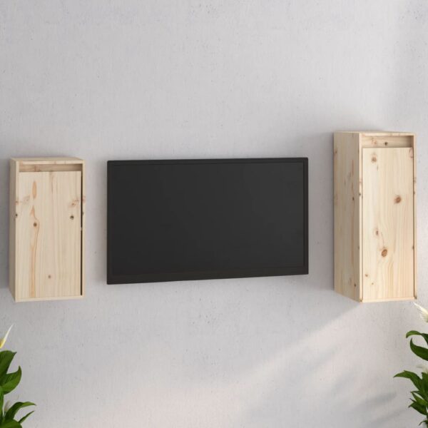 TV Cabinets 2 pcs Solid Wood Pine