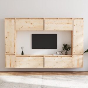 TV Cabinets 8 pcs Solid Wood Pine