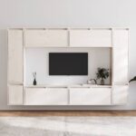 TV Cabinets 8 pcs White Solid Wood Pine