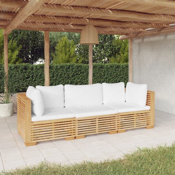 3 Piece Garden Lounge Set with Cushions Solid Wood Teak