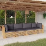 4 Piece Garden Lounge Set with Cushions Solid Wood Teak