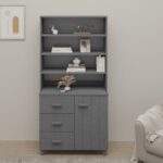 Highboard "HAMAR" Solid Wood Pine Dark Grey