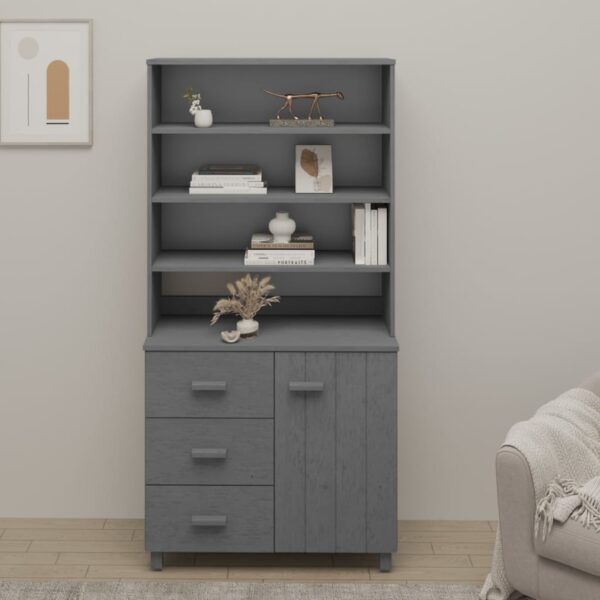 Highboard "HAMAR" Solid Wood Pine Dark Grey