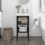 Bathroom Washbasin Frame with Built-in Basin Black Iron