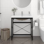 Elegant Black Iron Washbasin Frame with Modern Ceramic Built-in Basin