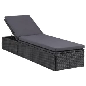 Outdoor Rattan Sunlounger Adjustable Backrest Weather Resistant Cushioned