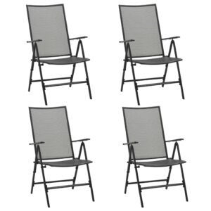 Set of 4 Foldable Mesh Patio Chairs Weather-Resistant Adjustable Backrest