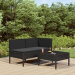 Outdoor Rattan Lounge Set Garden Patio Furniture with Cushions Black Sofa Table