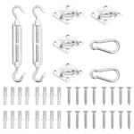 Stainless Steel Sunshade Sail Accessory Kit Pad Eyes Carabiners Turnbuckle Set