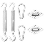 Stainless Steel Sunshade Sail Hardware Kit - Carabiners  Wall Mounts  Turnbuckles