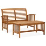 2 Piece Garden Lounge Set Solid Acacia Wood