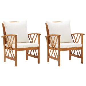 Garden Chairs with Cushions 2 pcs Solid Acacia Wood