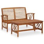 Solid Acacia Wood Outdoor Garden Lounge Set Bench Coffee Table Patio Furniture