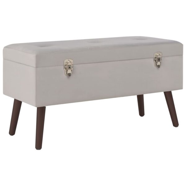 Luxurious Grey Velvet Storage Bench - Elegant Entryway Seating Decor