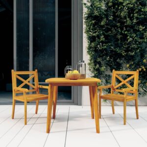 Outdoor Acacia Wood Patio Table Sturdy Slatted Top Diagonal Legs Garden Furniture