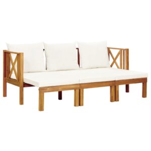 3-Seater Garden Bench with Cushions 179 cm Solid Acacia Wood