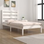 Bed Frame White Solid Wood Pine 92x187 cm Single Size