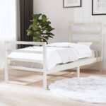 Bed Frame White Solid Wood Pine 92x187 cm Single Size