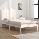 Bed Frame White Solid Wood Pine 92x187 cm Single Size